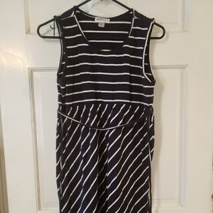 Navy blue and white stripe dress